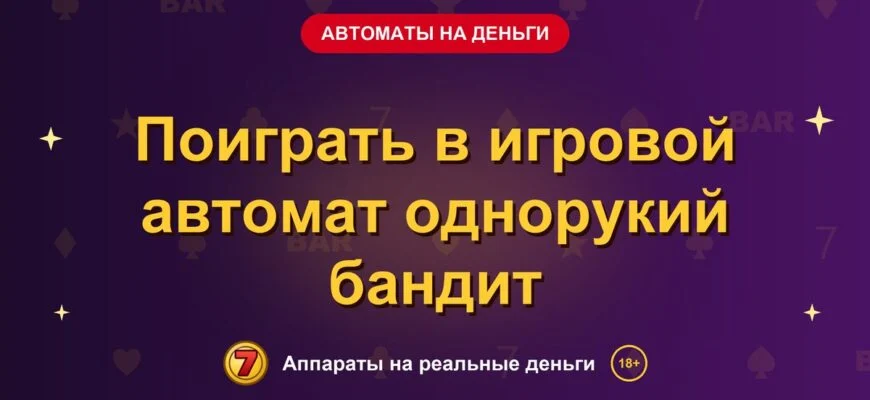 Обложка обзора «Поиграть в игровой автомат однорукий бандит», раздел «Игровые автоматы на деньги»