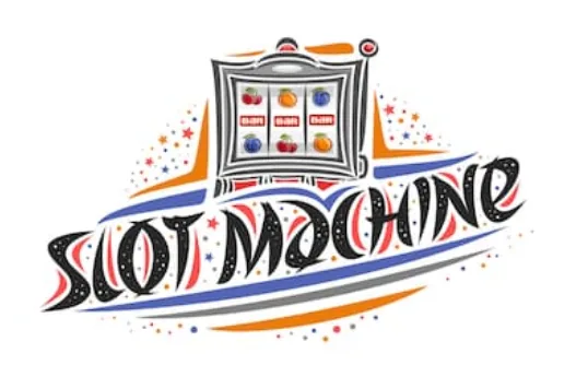 Рисованная эмблема Slot Machine с игровым автоматом