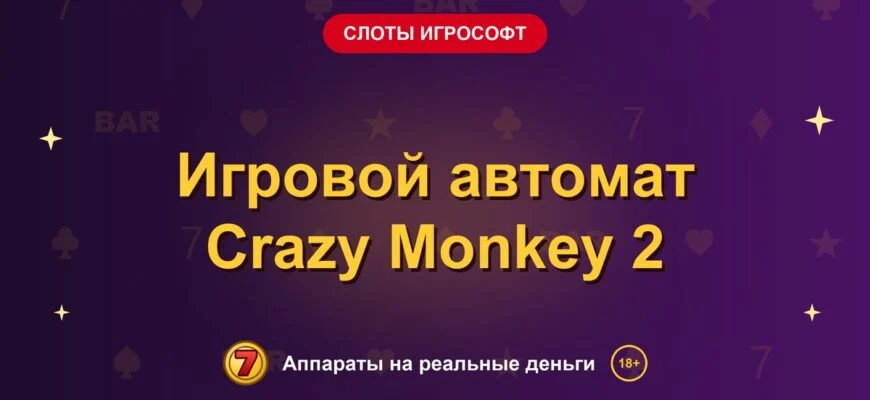 Обложка обзора «Игровой автомат Crazy Monkey 2», раздел «Слоты Игрософт»